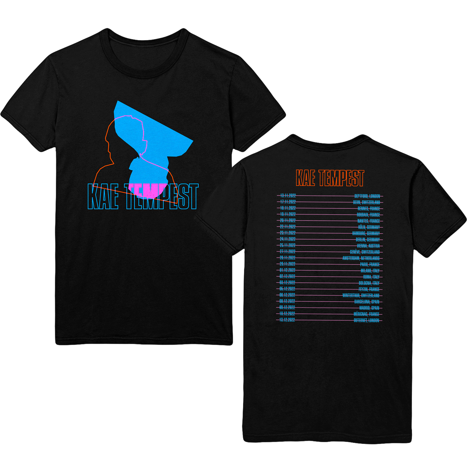 EU Tour November 2022 T-Shirt (Black) | Kae Tempest | The Official Store